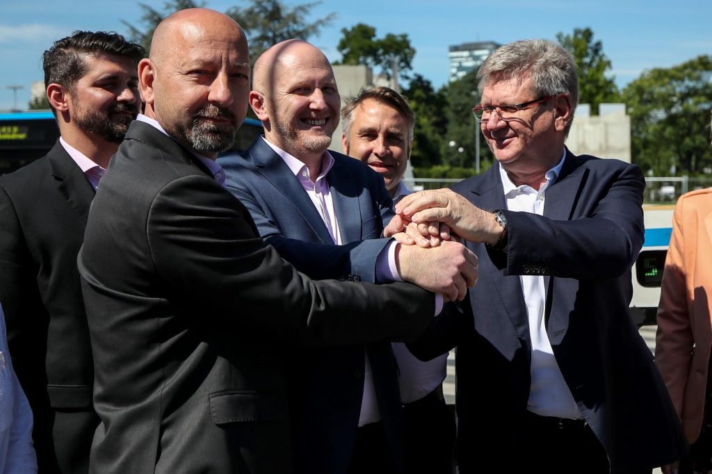 David Bregovac, predsjednik Hrvatskih laburista, Renato Petek nezavisni zastupnik u Gradskoj skupstini Grada Zagreba i Mirando Mrsic, predsjednik Demokrata, photo: Igor Kralj-PIXSELL